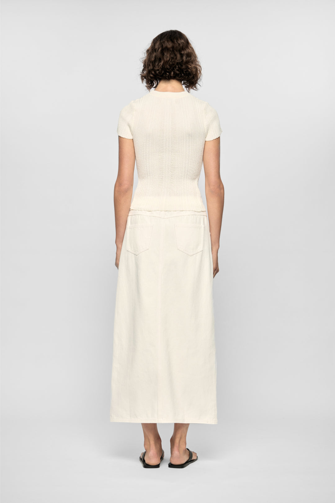 Maya Ribbed Knit Tee | White