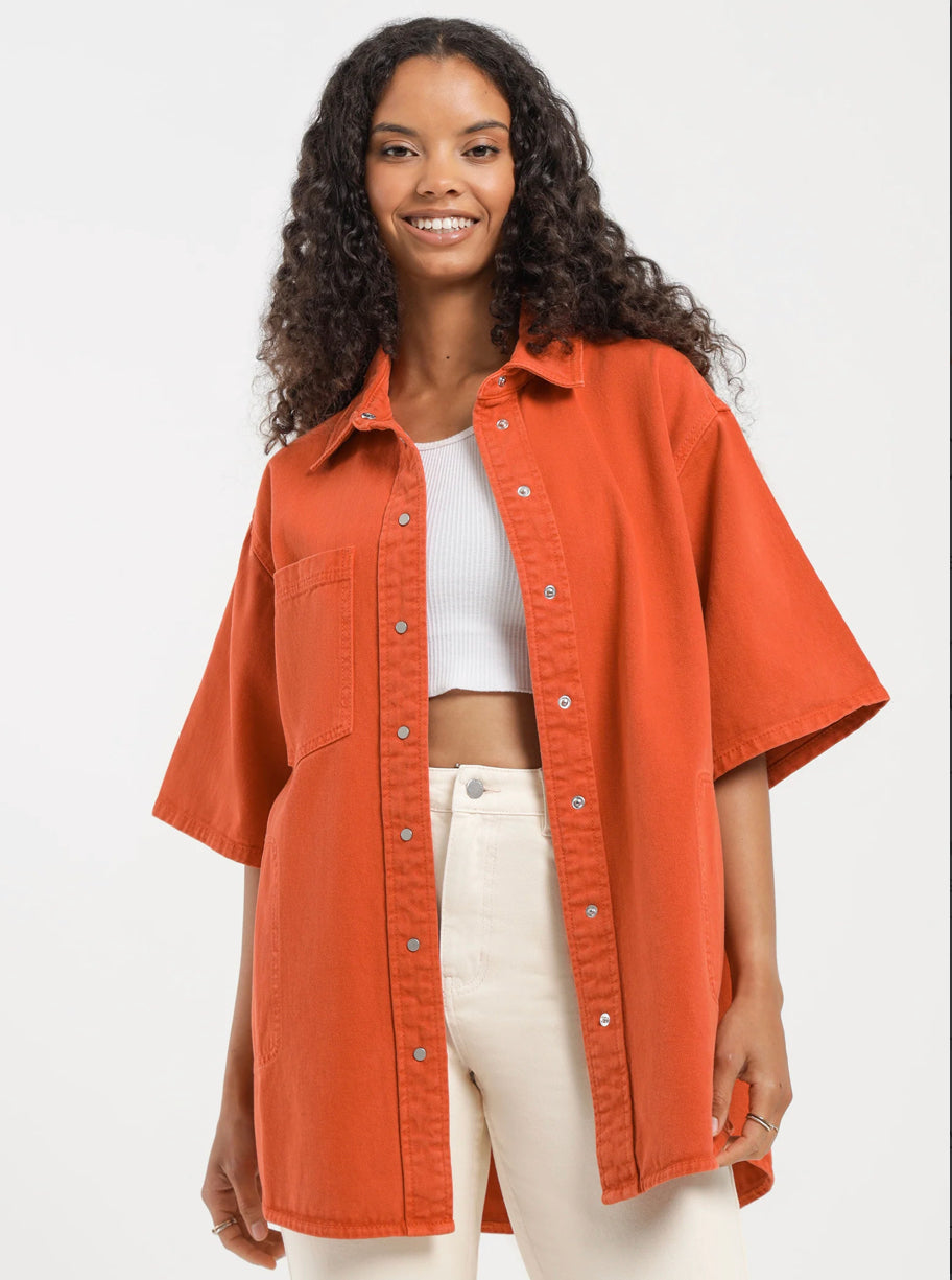 Blaise Oversized Shirt | Coral