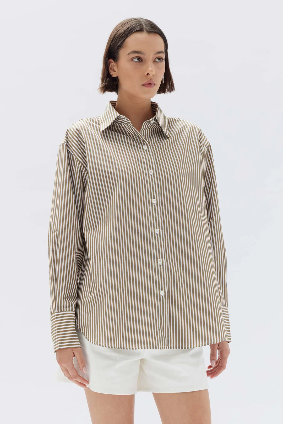 Signature Poplin Shirt | Pea & White Stripe