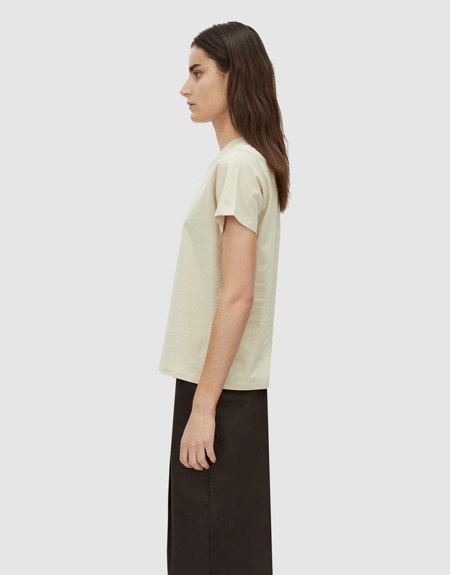 Janice Neat Fit Logo Tee | Stone