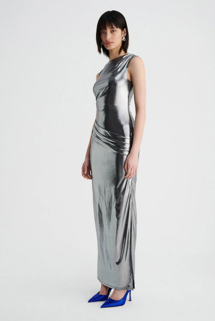 Nova Drapped Maxi Dress | Gunmetal