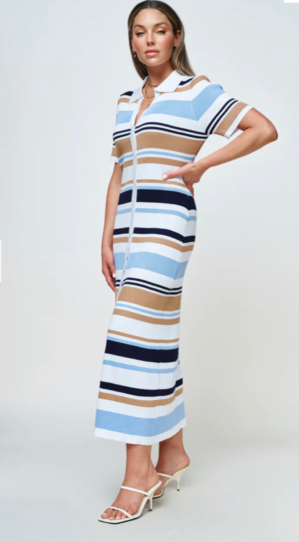 Marguerite Snap-Front Knit Midi Dress