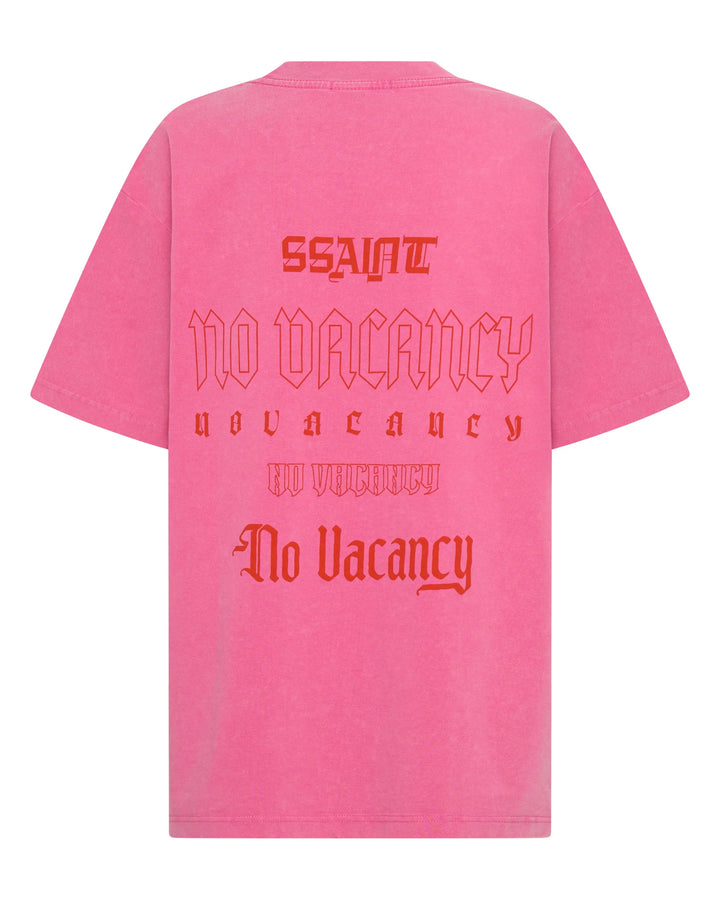 NO VACANCY TEE | Acid Wash Dark Pink