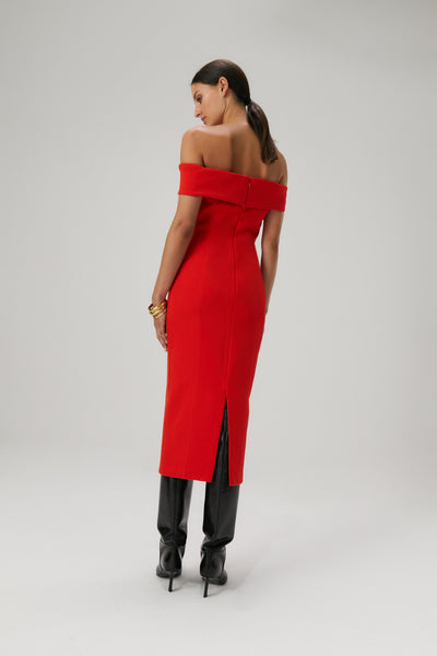 Bernadine Midi Dress | Flame Red