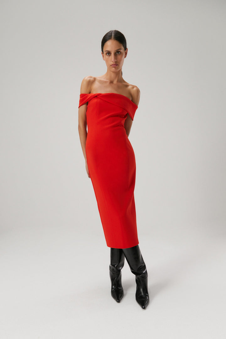 Bernadine Midi Dress | Flame Red