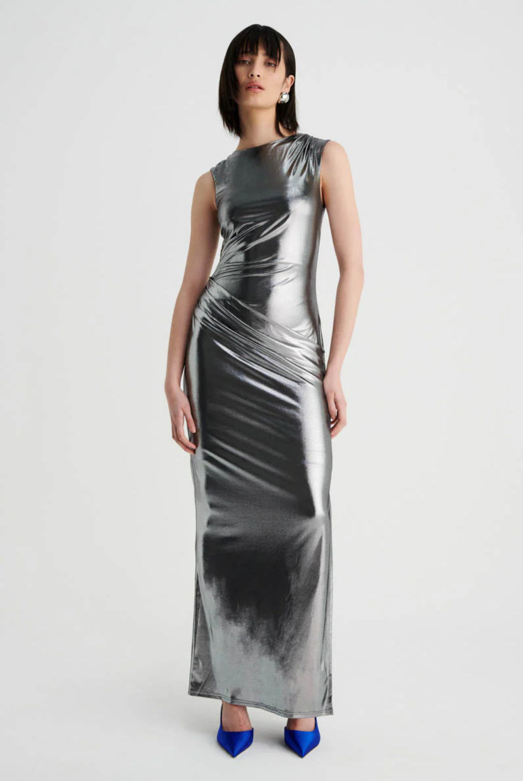 Nova Drapped Maxi Dress | Gunmetal