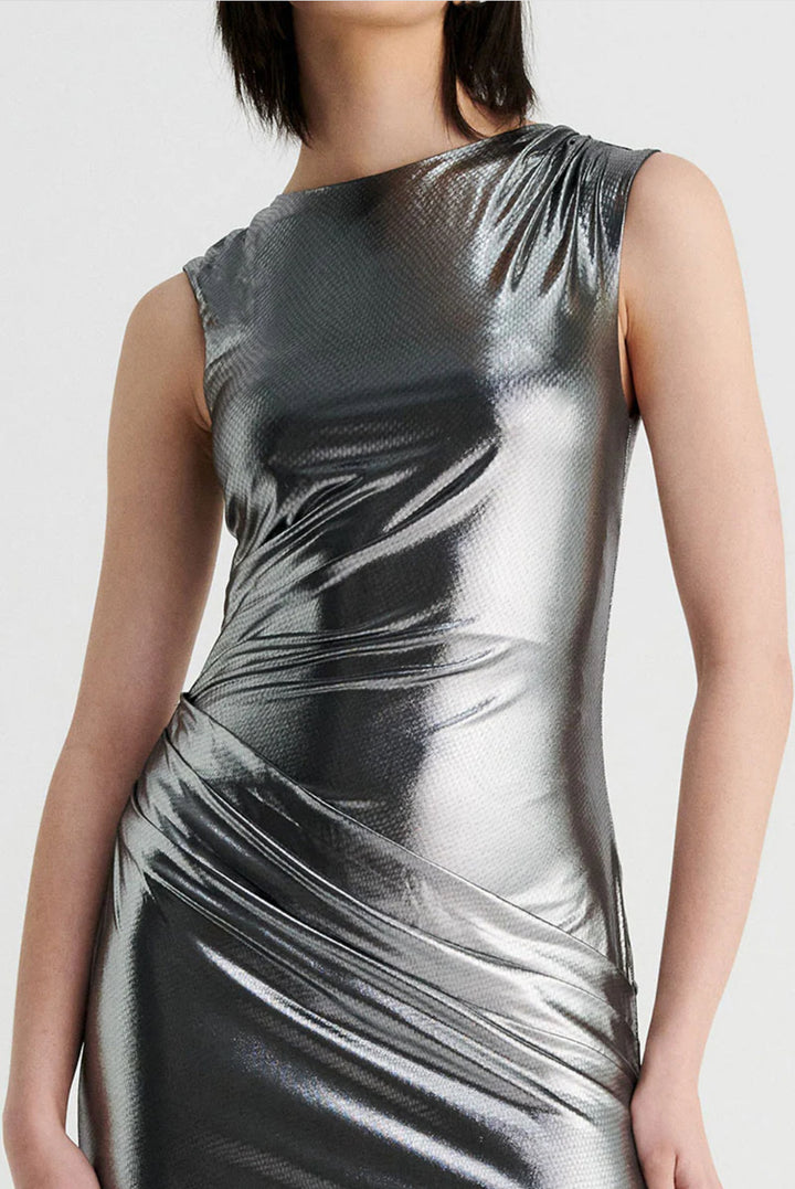 Nova Drapped Maxi Dress | Gunmetal