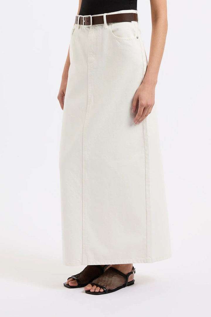 Organic Denim Maxi Skirt | Ecru