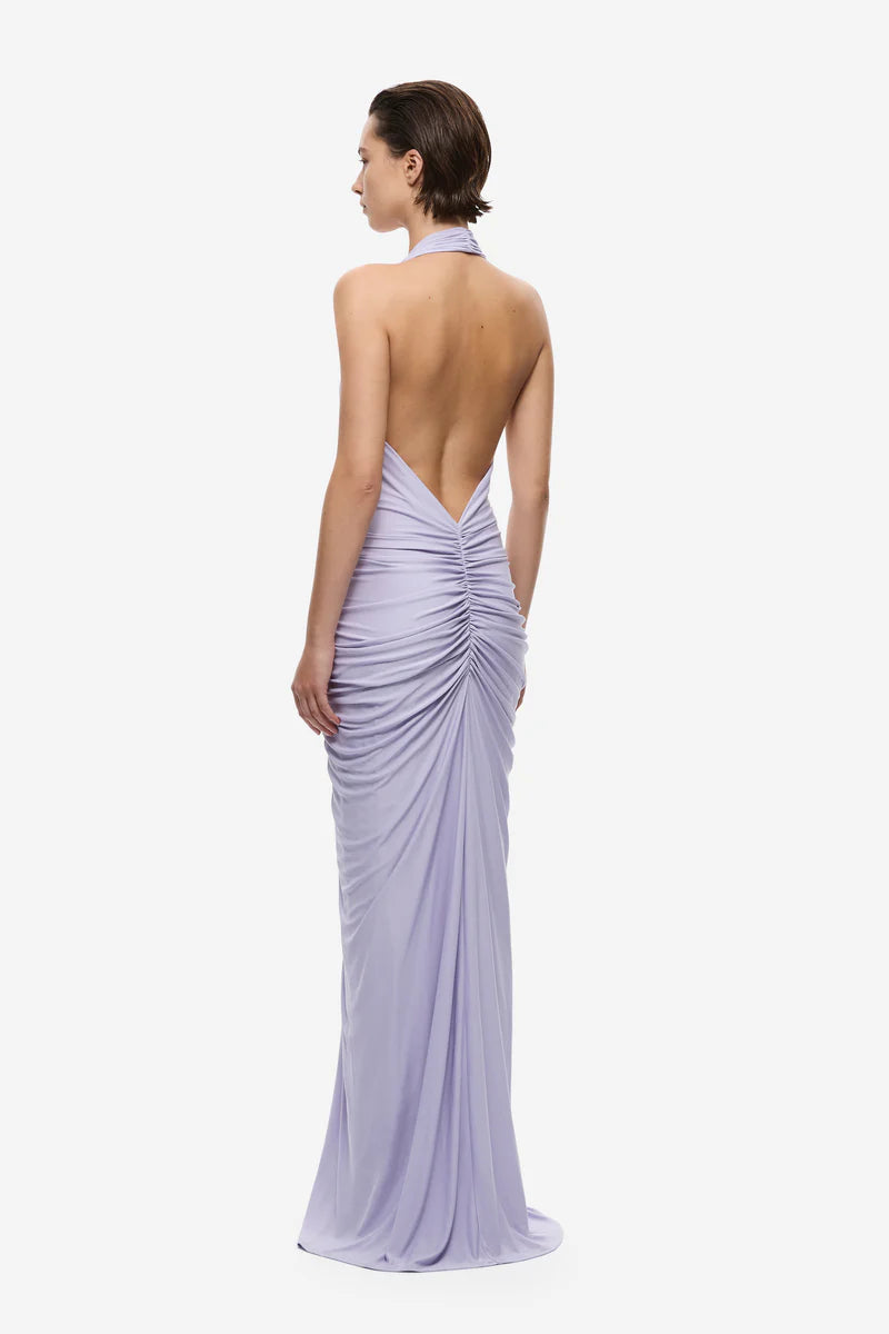 Venus Gathered Cupro Dress | Lilac