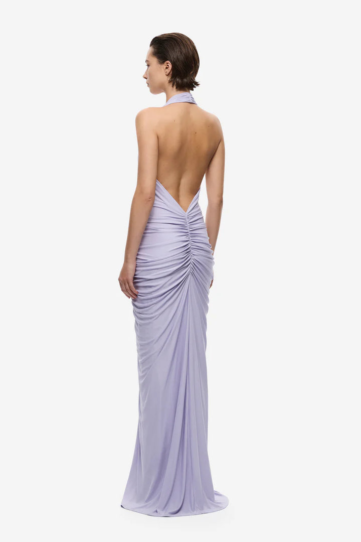 Venus Gathered Cupro Dress | Lilac