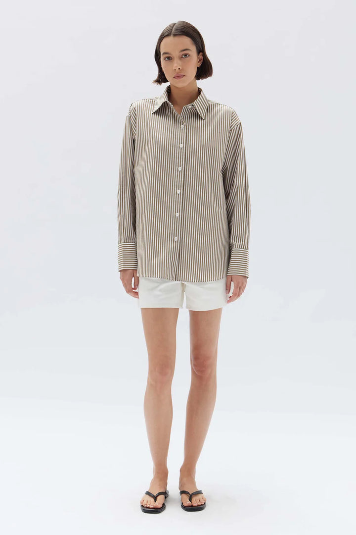 Signature Poplin Shirt | Pea & White Stripe