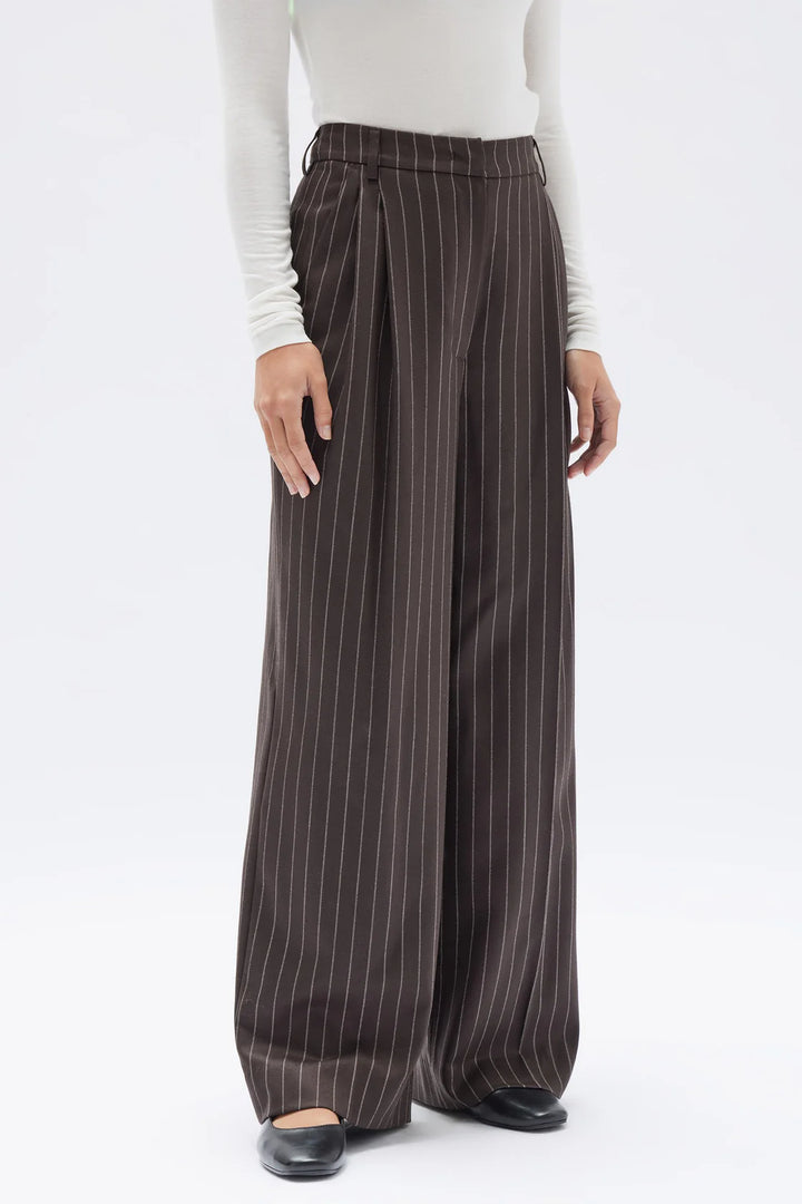 Sofia Wool Pinstripe Pant | Chestnut