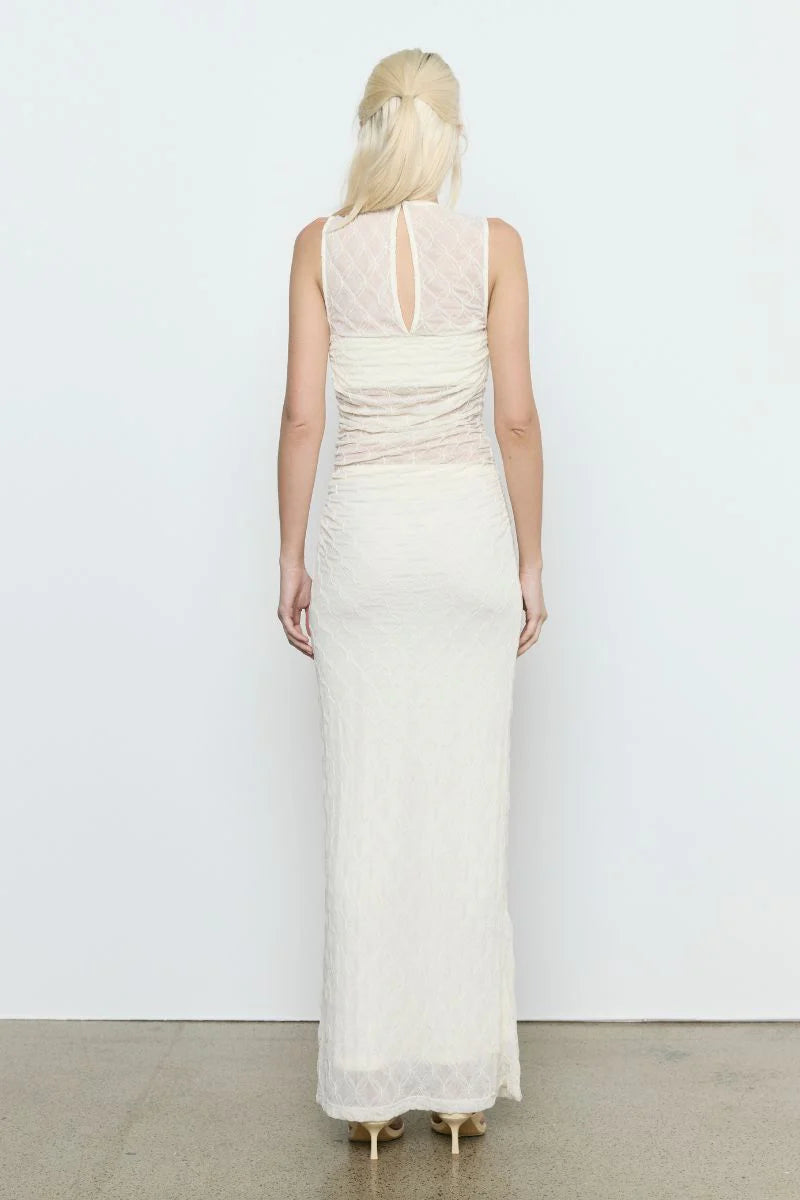 Venus Cowl Mesh Dress | Cream