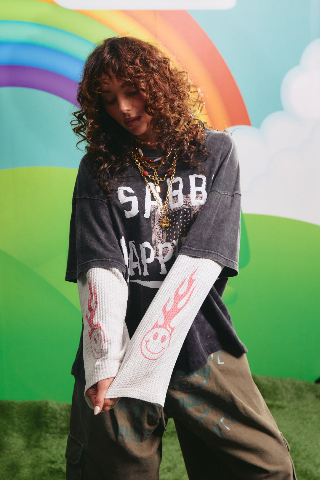 THE HAPPINESS WAFFLE LONG SLEEVE TEE