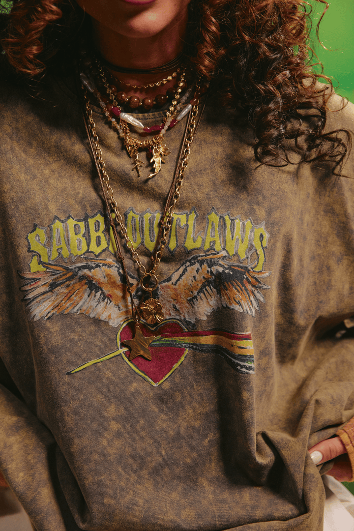 THE SABBI OUTLAW SHIRT TEE - GREEN/ORANGE