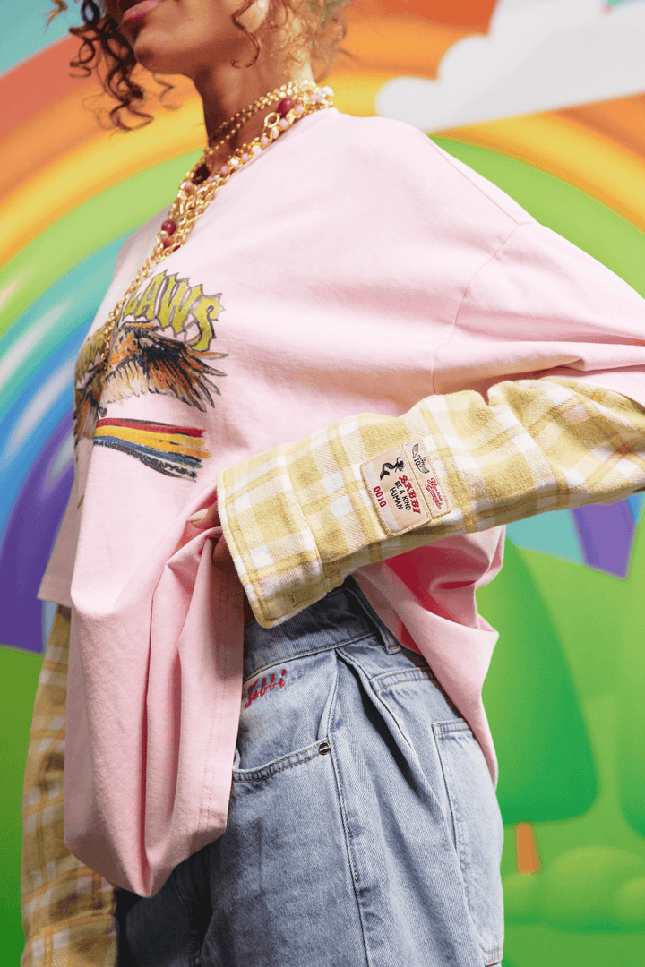 THE SABBI OUTLAW SHIRT TEE - PINK/GREEN