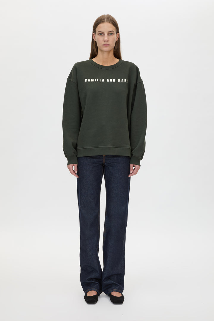 Anca Graphic Sweater | Bottle Green