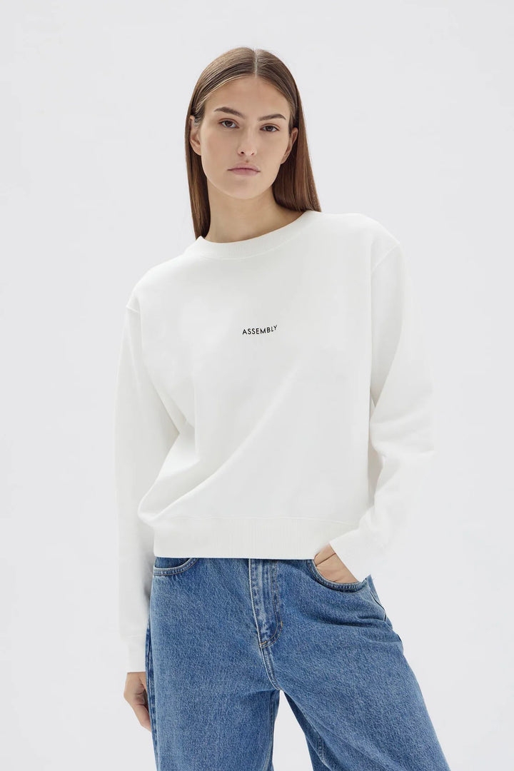 Womens Flocked Logo Fleece  | Antique White