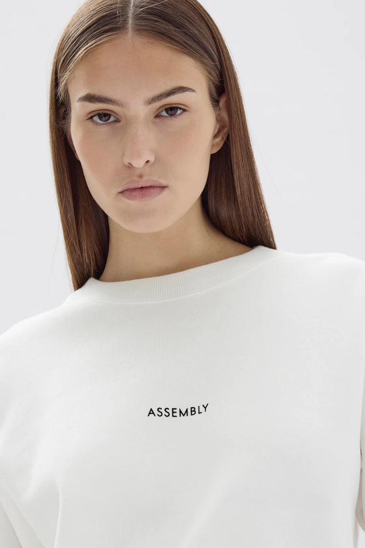 Womens Flocked Logo Fleece  | Antique White