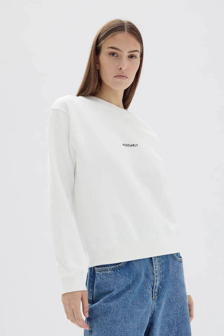 Womens Flocked Logo Fleece  | Antique White