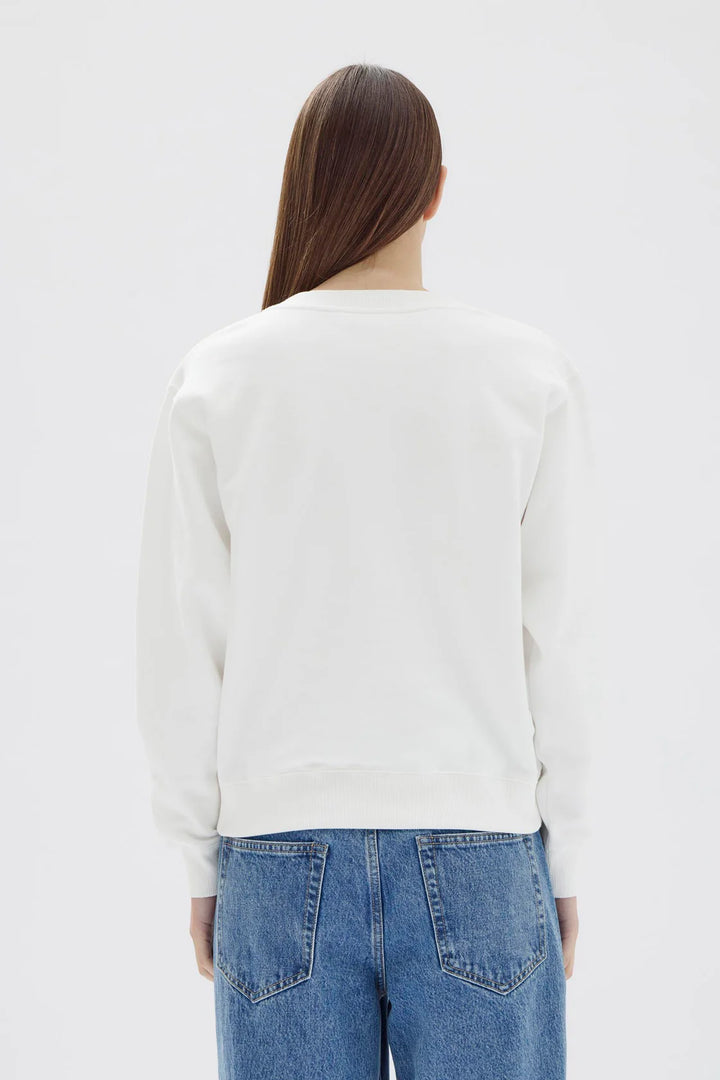 Womens Flocked Logo Fleece  | Antique White