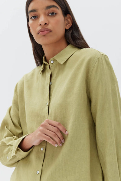 Xander Long Sleeve Linen Shirt | Agave