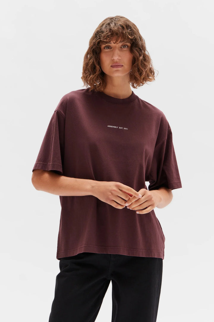 Organic Established Tee | Bordeaux + White