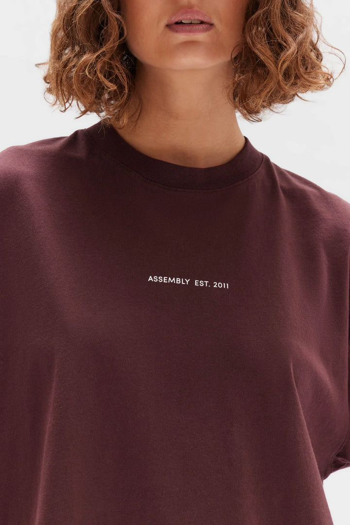 Organic Established Tee | Bordeaux + White