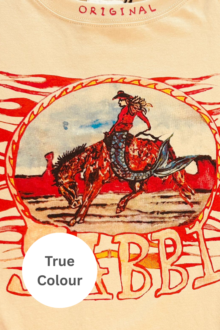 THE VERY OVERSIZED FLAMING COWBOY TEE - SAND