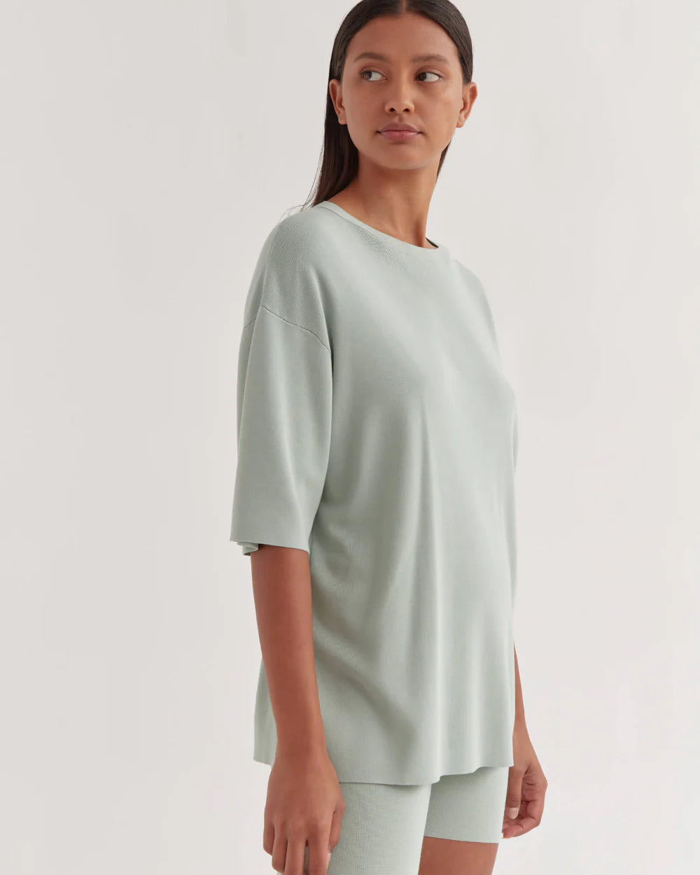 Milano Knit Oversized Tee | Ocean Green