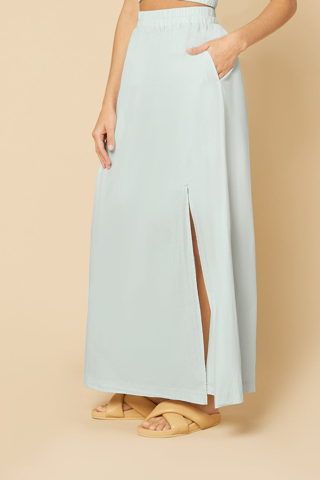 Odessa Poplin Maxi Skirt | Ice