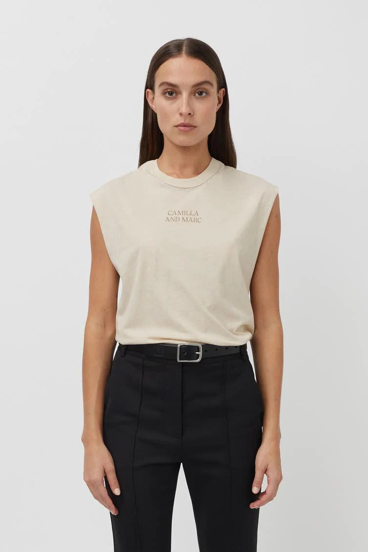Darcy 2.0 Light  Weight Tank | Meringue w Olive