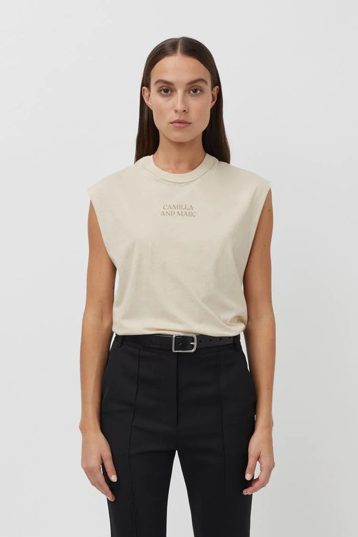 Darcy 2.0 Light  Weight Tank | Meringue w Olive