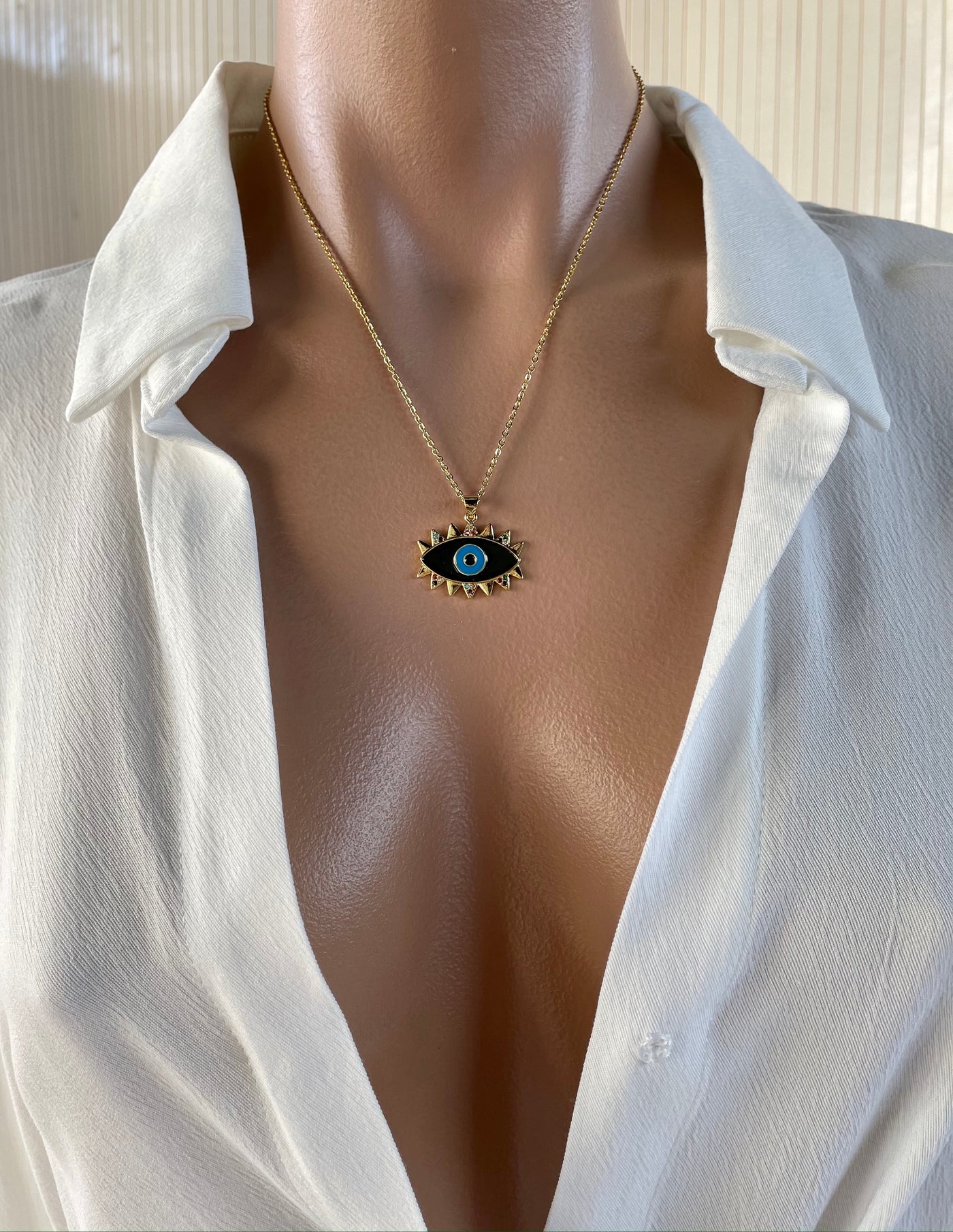 Philo Evil Eye Necklace | Black