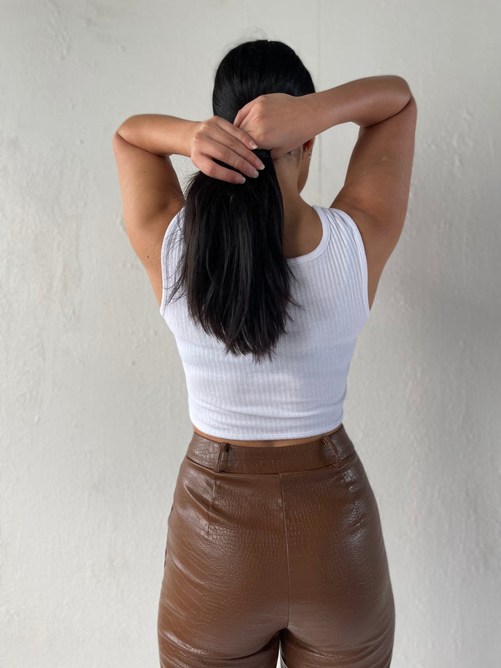 Lotus Singlet Top | White