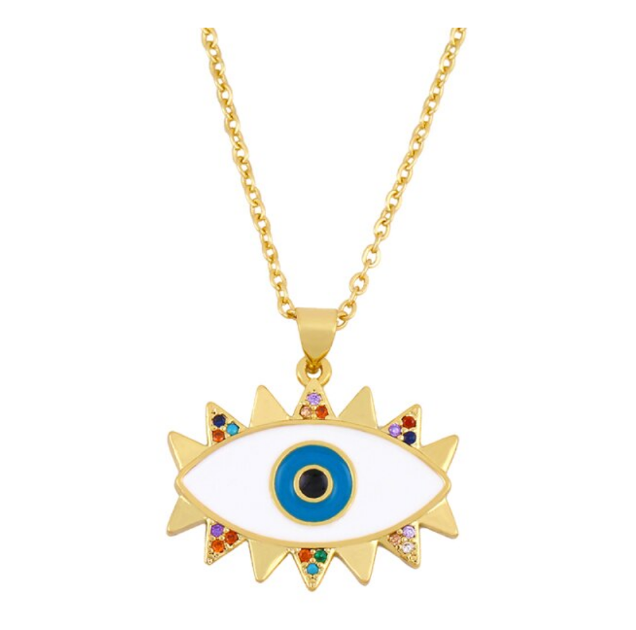 Philo Evil Eye Necklace | White
