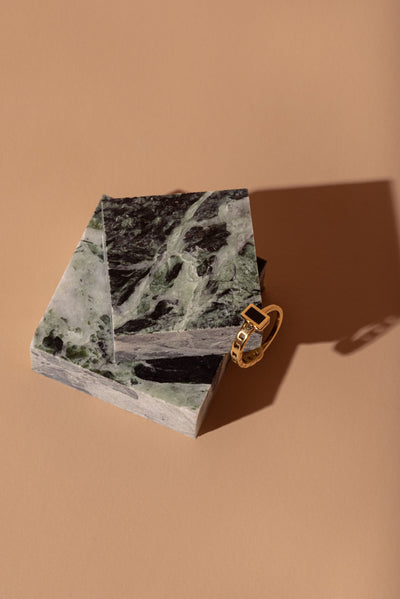 Stavro Hebe Ring | Gold and Black
