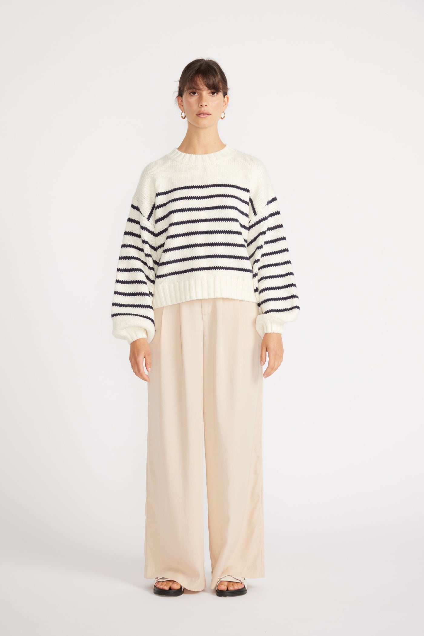 Matilda Stipe Jumper | White\Navy