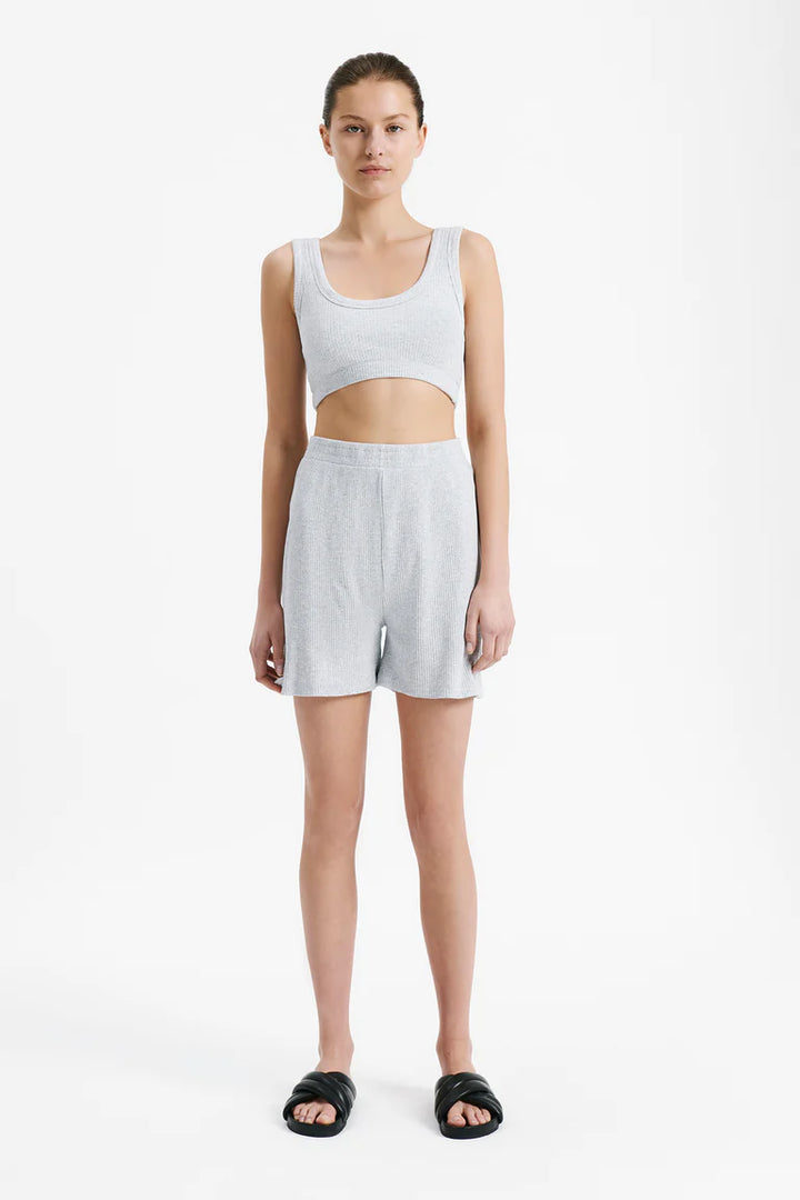 Lounge Rib Longline Short | Grey Marle