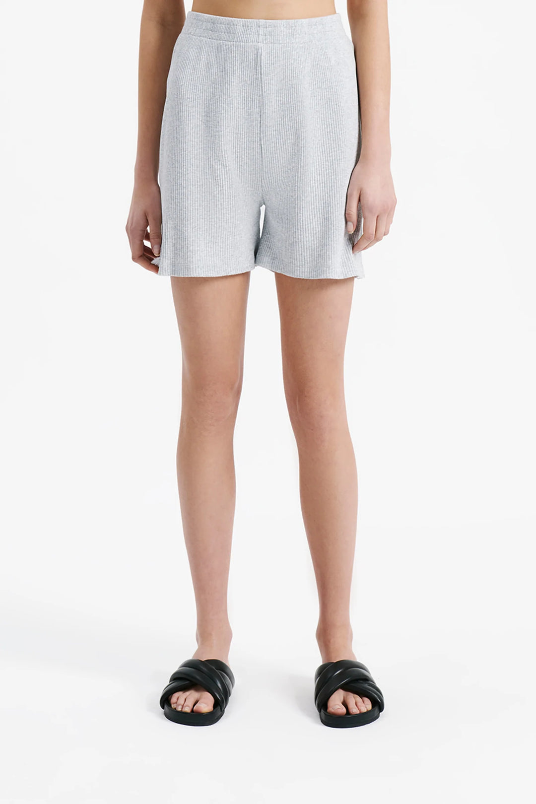 Lounge Rib Longline Short | Grey Marle