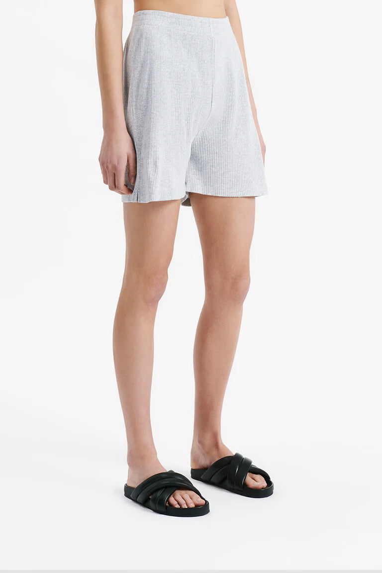 Lounge Rib Longline Short | Grey Marle